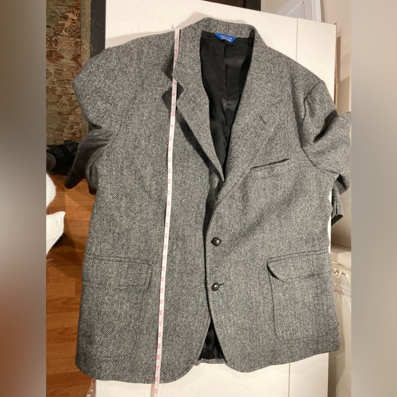 Pendleton 100% Pure Virgin Wool Black/White Herringbone Blazer Sz 48 USA Made - Picture 14 of 15